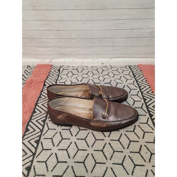 SAM EDELMAN LORAINE LEATHER LOAFERS in Black/Amethyst Metallic  SZ 9 - Picture 10 of 16